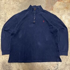 Polo Ralph Lauren Quarter Zip Sweatshirt Mens Extra Large Navy Faded Casual